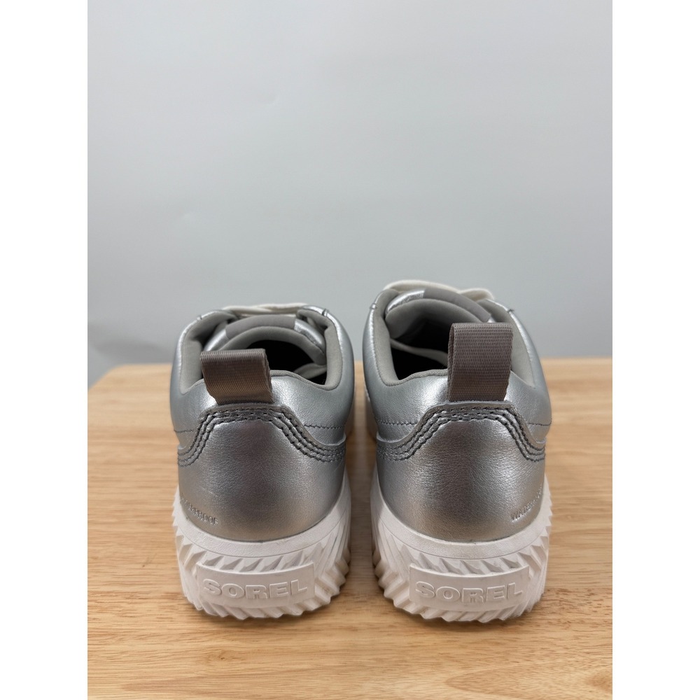 Sorel Womens ONA Ave Low Waterproof Leather Platform Sneaker Silver Sea Salt Sz8 - Picture 4 of 10